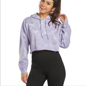 Volcom Purple Clouded Tie Dye Cropped Fleece Hoodie